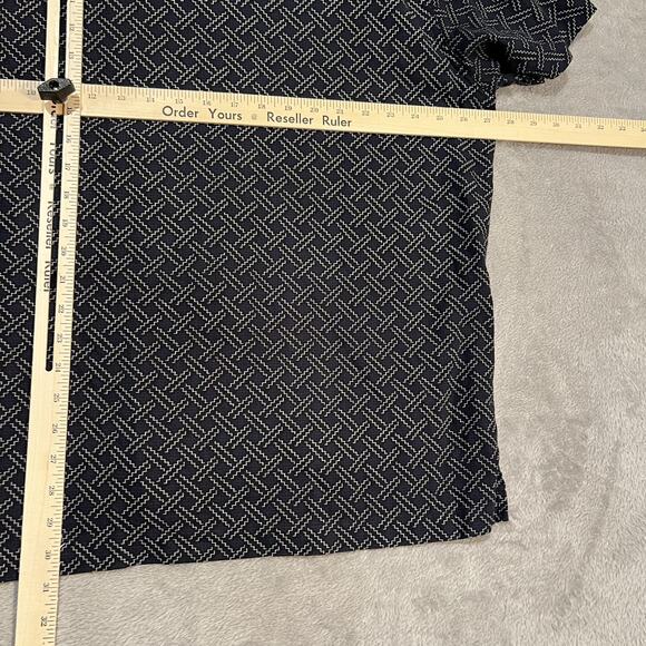 Nat Nast Shirt Mens 2XL Blue White Geometric Silk Cotton Short Sleeve Button Up - Picture 9 of 9